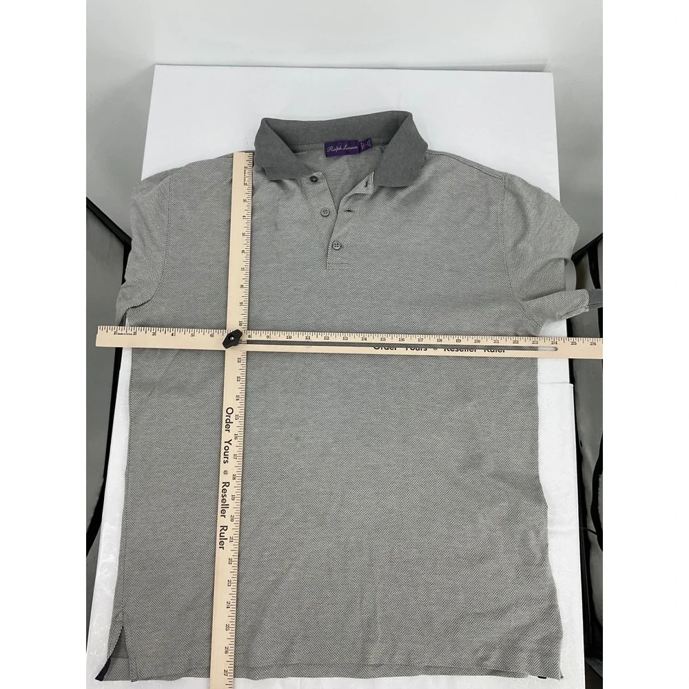 Ralph Lauren Golf Polo Shirt Herringbone‎ Pattern Gray Short Sleeve L